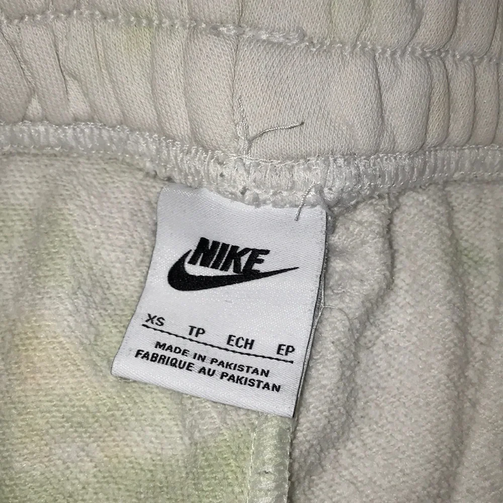 Nike White Tie-Dye Patch Joggers with Orange, Purple & Light Green‎ Accents